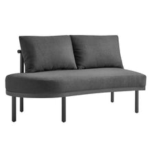 Modway Porta 3-Piece Outdoor Modular Sofa Set in Anthracite – Modular 190 Inch Outdoor Sofa with Aluminum Frame, Woven Rope Detail, and Cushions