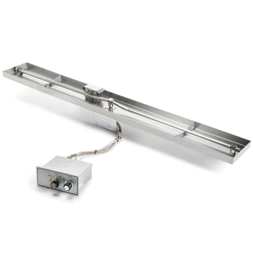 HPC Fire Push Button Flame Sensing Gas Fire Pit Kit, 61x8-Inch Pan 60-Inch Burner, Propane for Small Tank (TOR-FPPK61X8-L-FLEX-LP-ST)