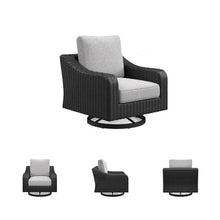 Signature Design by Ashley Beachcroft Casual Outdoor Weather Resistant Rust Free Swivel Lounge Chair with Removable Cushion, Light Gray & Black