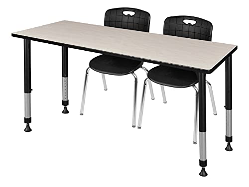 Regency Kee Height Adjustable Classroom Table Set with 18" Andy Chairs Maple/Black