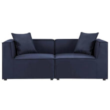 Outdoor Escape Blue 2-Piece Outdoor Patio Sectional Sofa Loveseat with Cushioned Seats, Durable Frame, Contemporary Design, and Comfortable Armrests