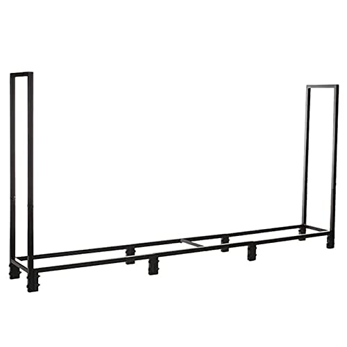 8ft Firewood Rack Outdoor Log Holder Fireplace Heavy Duty Wood Stacker Logs Storage Stand Steel Tubular Wood Pile Racks for Outside Patio Deck