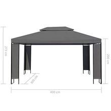 HKTMGDNG 10x13 Outdoor Gazebo Anthracite Patio Canopy Steel Frame