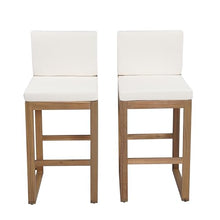 Christopher Knight Home Gree Acacia Wood Patio Bar Table and Chairs Set of 2, 3-Piece Wooden Outdoor Bar Set, Comfy Bar Stools Set of 2 with Bar Height Table, Light Beige+Light Brown