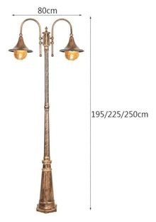 2-Lights Cast Aluminum High Pole Street Lamp – Waterproof E27 Patio Floor Lamp For Landscape, Pathway, Driveway, Garden, Lawn. Elegant Post Light Pillar Lamp For Stylish Exterior Lighting(250cm)