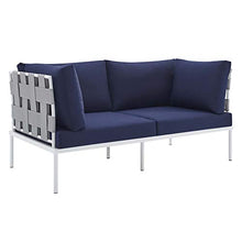 Modway Harmony Sunbrella® Outdoor Patio Aluminum Loveseat in Gray Navy