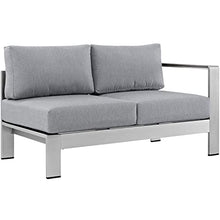 Modway Shore 7-Piece Aluminum Outdoor Patio Sectional Sofa Set in Silver Gray