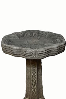 Solid Rock Stoneworks Dogwood Birdbath 27in Tall x 18in Diameter 2pc Pre Aged Grey Color