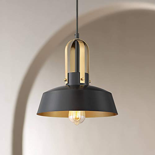 Harmonic 12" Wide Black and Warm Brass Mini Pendant Light Light Fixture
