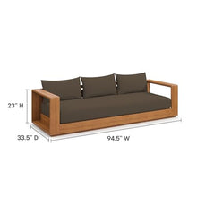 Modway Tahoe Acacia Wood 5-Piece Outdoor Patio Furniture Set in Natural Cocoa - Includes Lounge Chair and Sofa with Weather-Resistant Cushions, Plus Coffee Table