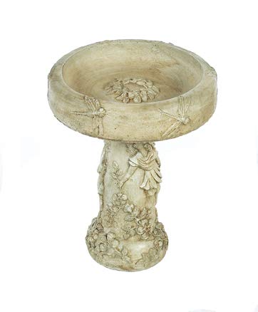Solid Rock Stoneworks Fairy Dance Birdbath- 22" Tall x 18" Dia- Buff