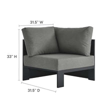 Modway Tahoe Aluminum 3-Piece Outdoor Patio Furniture Gray Charcoal, Modular Sectional Sofa Set with Weather-Resistant Cushions, Ideal for Deck, Backyard Poolside