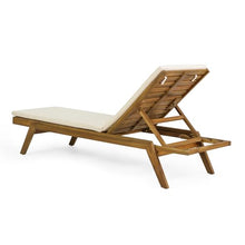 Merax Chaise Lounge Set of 4, Adjustable Outdoor Patio Lounge Chairs with Water-Resistant Cushions, Acacia Wood Reclining Sun Loungers for Poolside, Deck, Garden, Beige