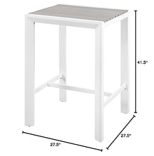 Meridian Furniture 379-T Nizuc Collection Modern | Contemporary Outdoor Patio Bar Table with Durable Aluminum Frame