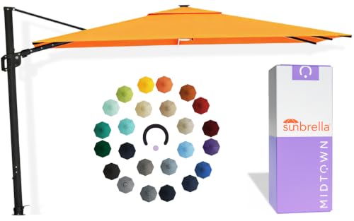 Midtown Umbrellas Supreme - 9 x 9 Ft Cantilever Umbrella with LED Lights