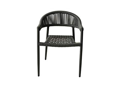 HomeRoots Set of Four 22" Gray Aluminum Outdoor Arm Chair