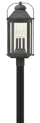 Hinkley Anchorage Large Outdoor Lantern - Aluminum, Clear Glass, Aged Zinc Finish