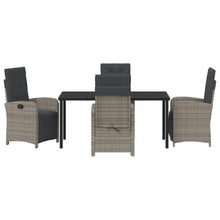 YNGBHFNOP Modern 5-Piece Outdoor Dining Set with Cushions, Grey Poly Rattan Patio Furniture Set with Tempered Glass Table for Garden, Backyard, Balcony