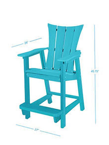 Phat Tommy Adirondack Bar Set - Outdoor Bistro Table and Chairs Set of 2 - HDPE High Top Seating - Teal