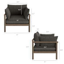 Modway Eleni Outdoor Teak Wood Armchair in Weathered Gray Flint – Patio Lounge Chair with Sunproof Foam Cushions