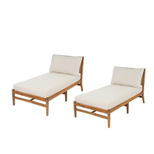 Christopher Knight Home Jenny Set of 2 Acacia Wood Chaise Lounge Chair Outdoor with Cushions, Outdoor Recliner Chairs with Hand-Woven Backrest, Pool Loungers for Patio Poolside Backyard, Teak+Beige