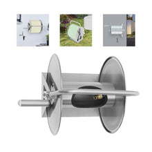 Stainless Steel Wall-Mounted Hose Reel Holder for 50m Garden Hoses – Outdoor Water Hose Storage