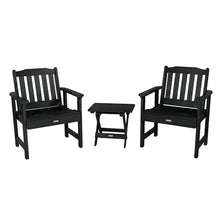 highwood Lehigh (2) Garden Chairs with Folding Side Table, Black