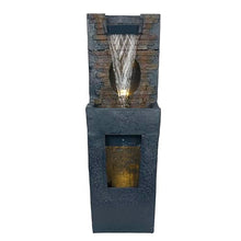Alpine Corporation TZL398 40" Stone Wall Cascading Fountain with LED Lights, Elegant Outdoor Water Feature for Garden, Patio, Backyard & Home Decor, Relaxing Waterfall Fountain, Gray