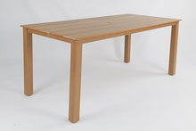 GDFStudio 68.9" Outdoor Dining Table with Umbrella Hole, HIPS Patio Dining Table for Backyard, Deck, Garden and Outdoor Dining, Wood-Look Rectangular Table, Teak