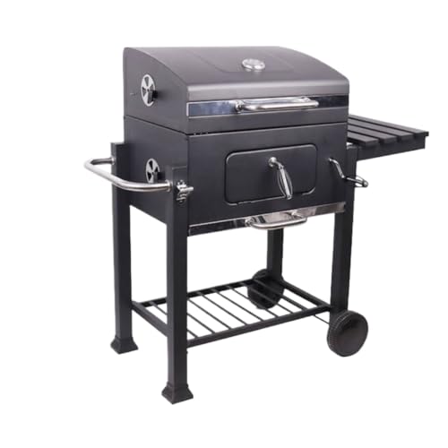 YEWASTI Barrel Charcoal Grill with Temperature Indicator, Large BBQ Grill with Side Shelf for Backyard Cooking, Camping, and Family Gatherings