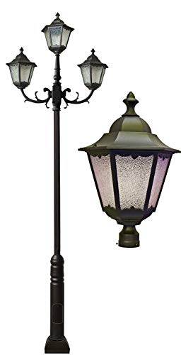 DABMAR LIGHTING GM8120-LED30-BZ Cast Aluminum Lantern Light Fixture 3 X 30 Watt LED 85-265V, Bronze