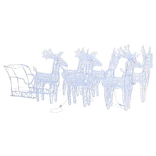 LED Reindeer and Sleigh Christmas Decoration, Outdoor Holiday Lighted Figurine for Garden Patio, Cool White Acrylic Fabric Display, USB Powered Festive Yard Ornament