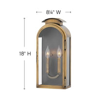 Hinkley Rowley Collection Two Light Outdoor Wall Mount Light Antique Brass