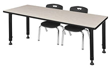 Regency Kee Height Adjustable Classroom Table Set with Two 12" Andy Chairs Maple/Black