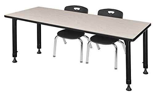 Regency Kee Height Adjustable Classroom Table Set with Two 12" Andy Chairs Maple/Black