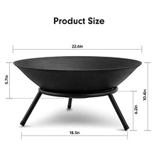 Portable Fire Pits & Bowls, 22in Outdoor Wood Burning Steel BBQ Grill Firepit Bowl, Heating Basin for Patio Backyard Garden Camping Picnic Bonfire