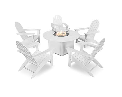 POLYWOOD Vineyard 6-Piece Adirondack Chair Conversation Set with Fire Pit Table