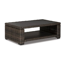 Signature Design by Ashley Grasson Lane Outdoor Wicker Cocktail Table with Aluminum Frame, Brown