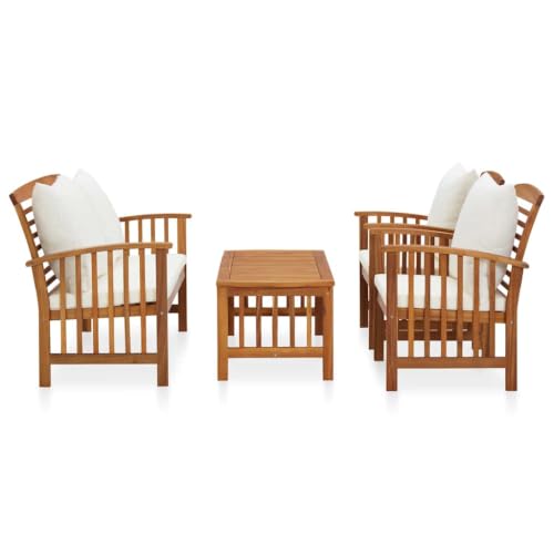RJPLMFV 4 Piece Patio Lounge Set with Cushions Solid Acacia Wood