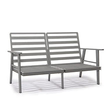 LeisureMod Walbrooke Modern Aluminum 5-Piece Patio Conversation Set with Fire Pit Table Navy Blue