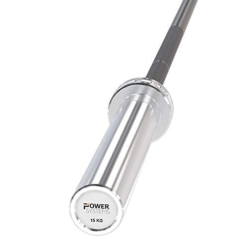 Power Systems Women's 15kg Hybrid Bar for Traditional Weight Lifting - Diamond Pattern Knurling Silver