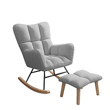 HCZKIUJ Footstool Rocking Chair, Soft Cushion Relaxing Lounger with Solid Wood Legs and Footstool, Recliner Armchair for Indoor Yard Patio, 4 Colors Living Room Chair (Light Gray 75x55x82cm)
