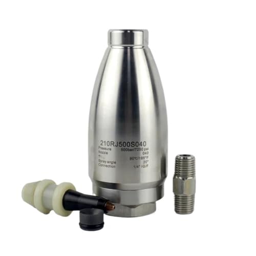1set Rotary 500Bar Tungsten Steel Core Nozzle, Durability 1/4 Quick Connect Water Nozzle Stainless Steel