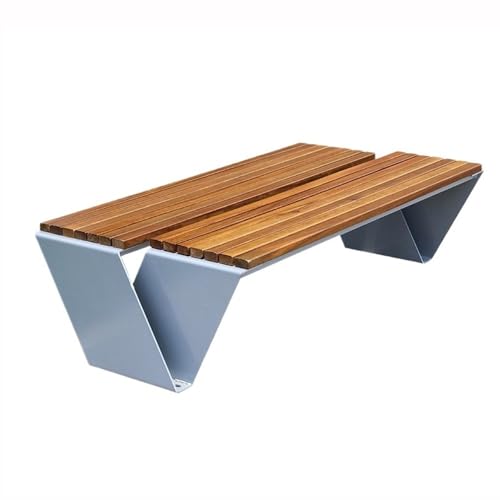 Ronghw0607 Garden Bench Light Brown Large Backless Outdoor Bench for Two Leisure Park Outdoor Stainless Steel Bench Park Patio Seat