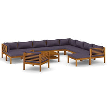vidaXL 12 Piece Patio Lounge Set with Cushion Solid Acacia Wood