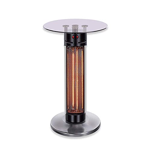 UGD8TQR Patio Heater Table Patio Heater Waterproof Home Tempered Glass Electric Heater for Outdoor Indoor Black