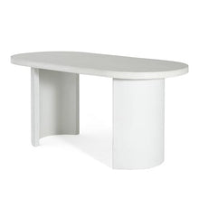 Christopher Knight Home Alan Modern Minimalist Concrete Outdoor Dining Table with White Terrazzo Tabletop, Oval Top Dining Table for 6, Pedestal Kitchen Table, Ideal for Family Gatherings, White