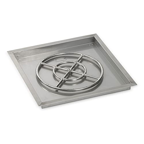24" Stainless Steel Square Drop in Pan with 18" Fire Ring