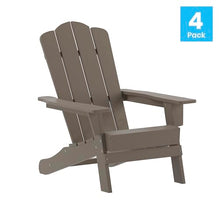 Taylor & Logan Nellis Adirondack Chair with Cup Holder, Weather Resistant HDPE Adirondack Chair in Brown, Set of 4