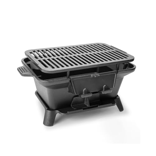 Charcoal Grills, Barbecue Grill, Portable Mini Charcoal Grill Desk Tabletop Outdoor All Cast Iron Smoker Grill for Picnic Garden Terrace Camping Travel